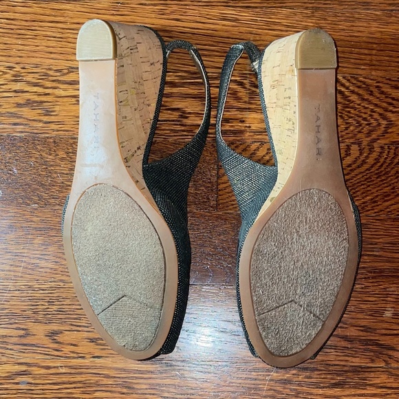 Tahari Peep Toe Cork Wedge Sling-backs. Size 9.5 M but runs small! - Picture 5 of 5
